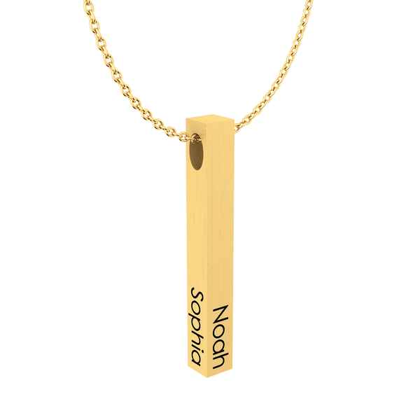 Cubic 3D Bar Gold 18K Necklace