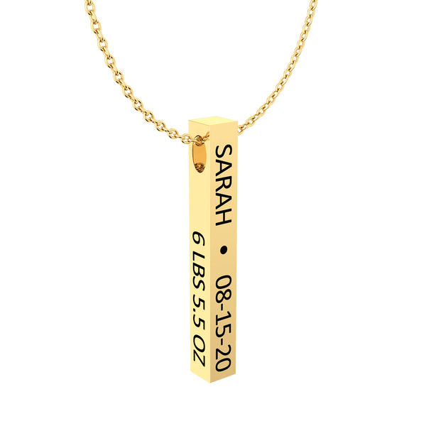 Cubic 3D Bar Gold 18K Necklace