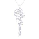 Birth Flower Name Silver Necklace