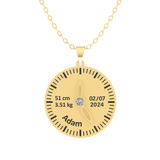 Baby Birth Clock Gold 18K Necklace