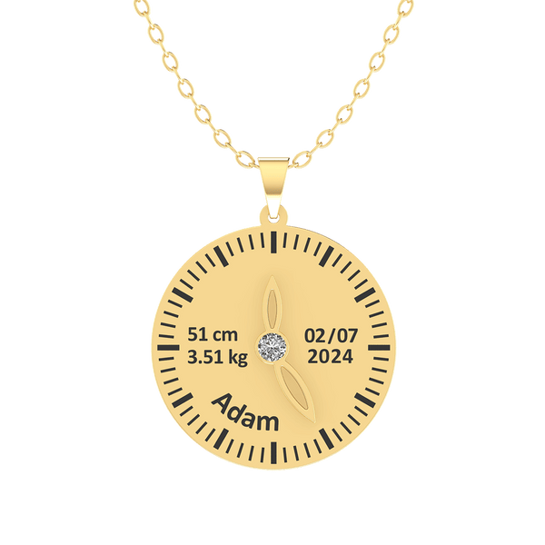 Baby Birth Clock Gold 18K Necklace