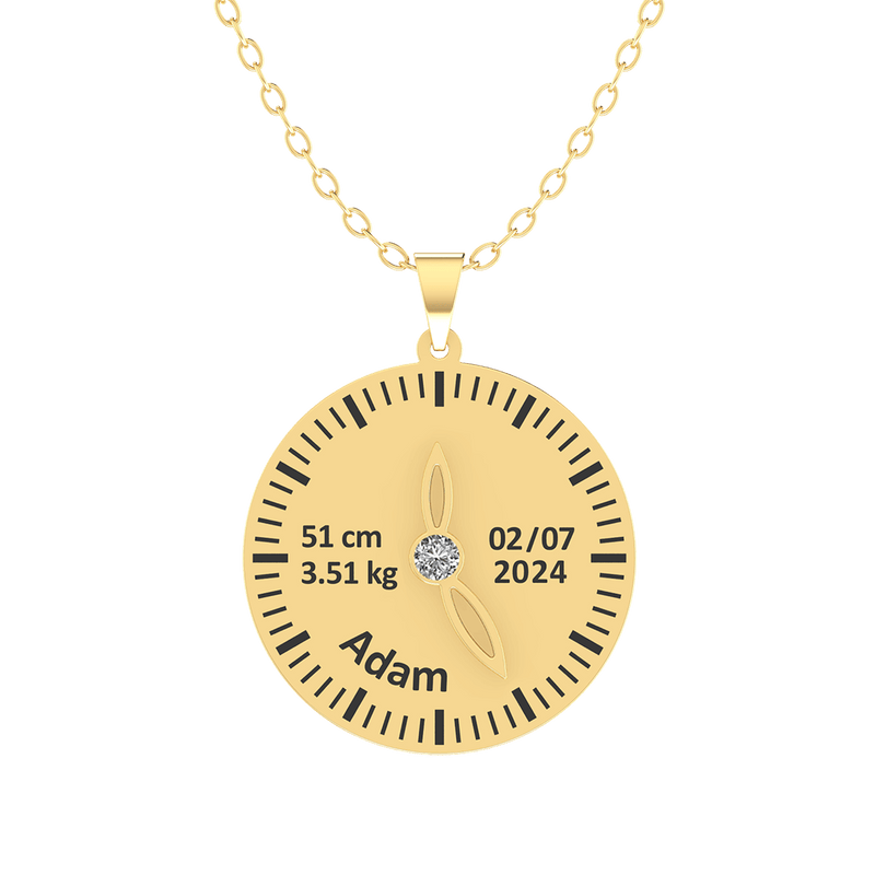 Baby Birth Clock Gold 18K Necklace