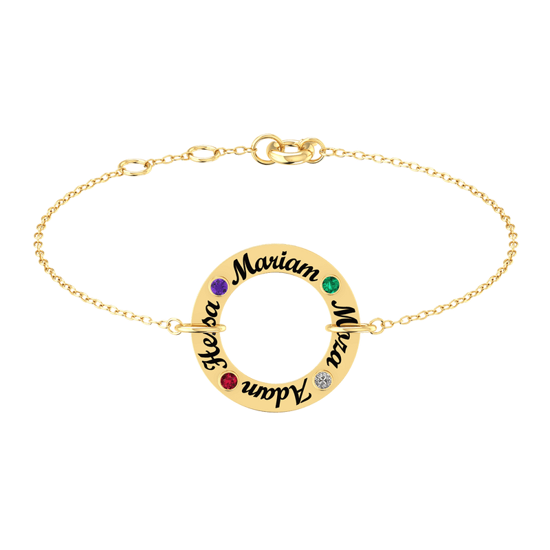 Family Circle Birthstones Silver Bracelet