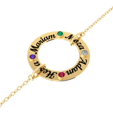 Family Circle Birthstones Silver Bracelet