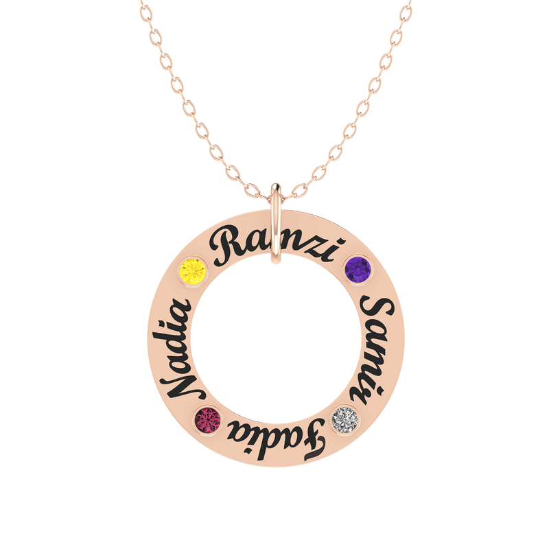 Family Circle Birthstones Gold 18K Necklace