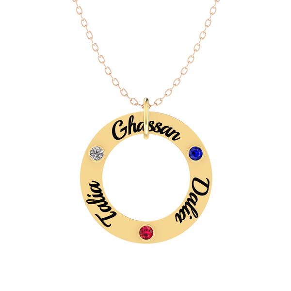 Family Circle Birthstones Silver Necklace