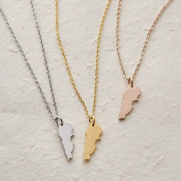 Country Map Silver Necklace