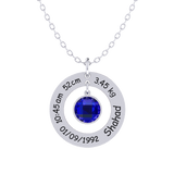 Custom Round Birthstone Silver Necklace