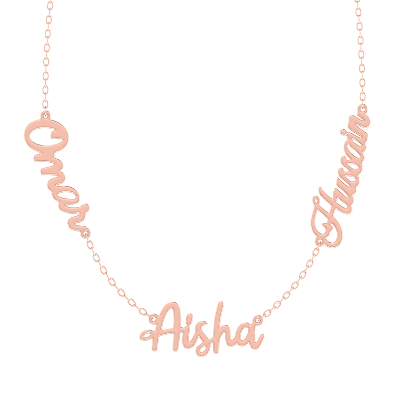 Trio Custom Names Gold 18K Necklace