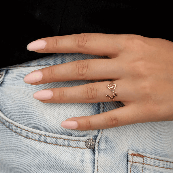 Birth Flower Handcrafted Ring