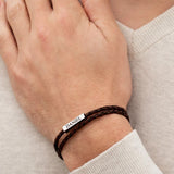 Cubic Bar Leather Bracelet