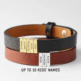 Custom Name Plates Leather Bracelet