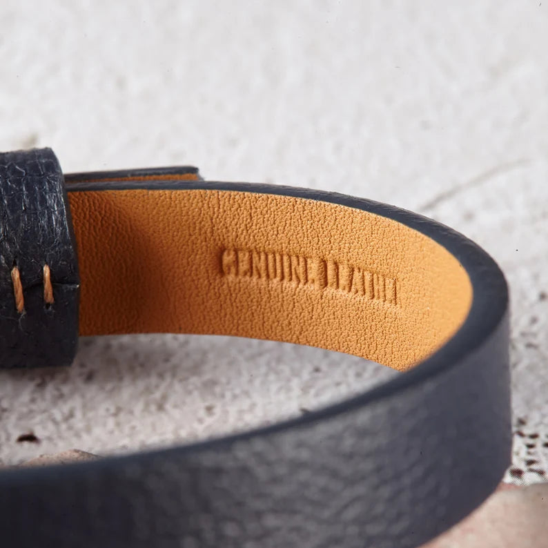 Custom Name Plates Leather Bracelet