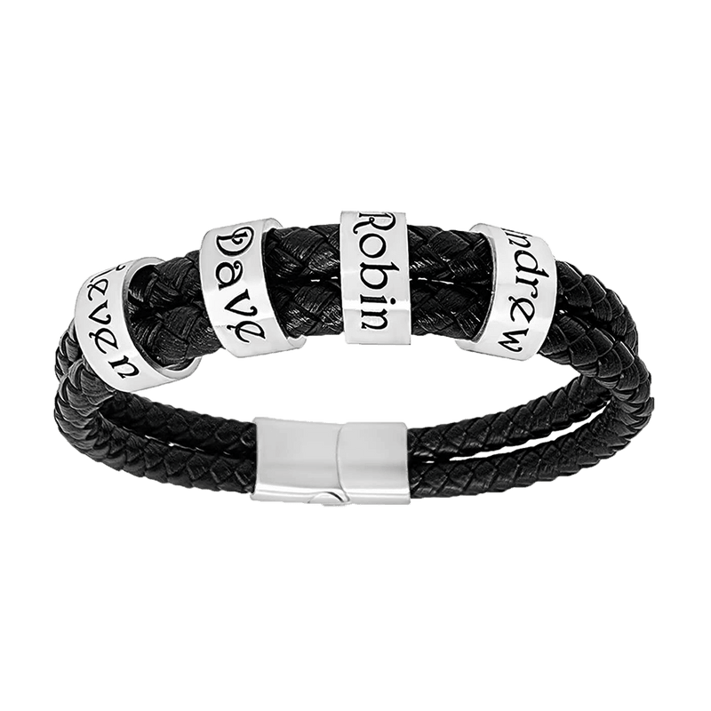 Custom Names Double Lane Leather Bracelet