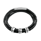 Custom Names Triple Lane Braided Leather Bracelet