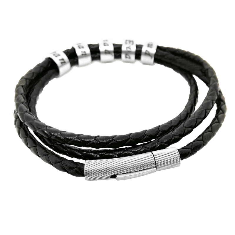 Custom Names Triple Lane Braided Leather Bracelet