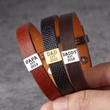 DAD est. Silver Leather Bracelet