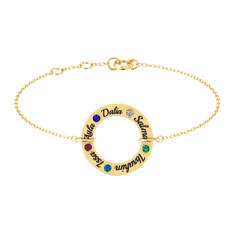 Family Circle Birthstones Gold 18K Bracelet