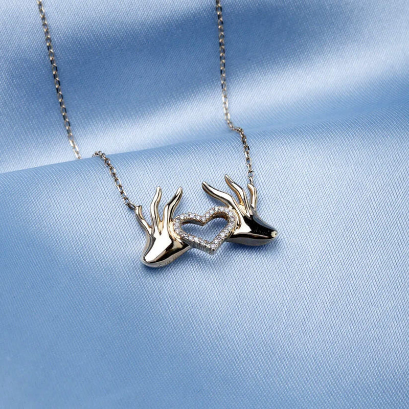 Heart Hands Diamond Necklace