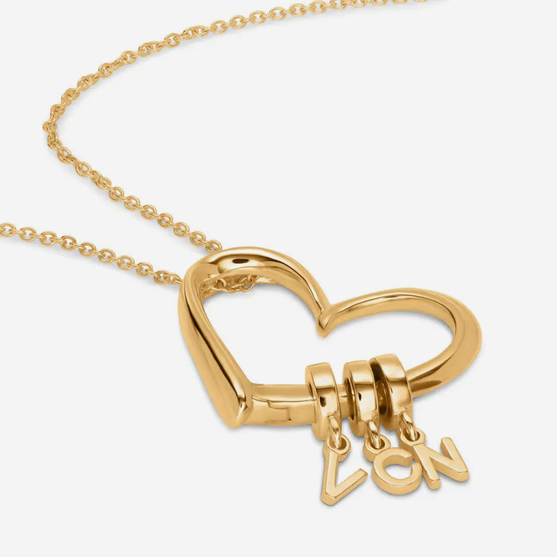 Love Heart Drop Initials Necklace