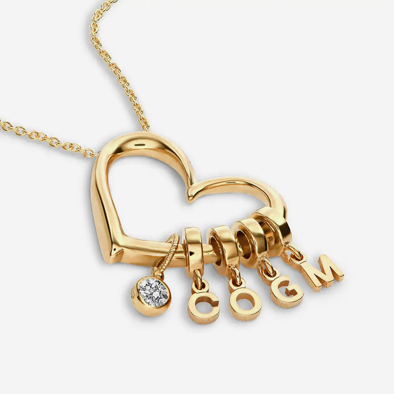 Love Heart Drop Initials Necklace