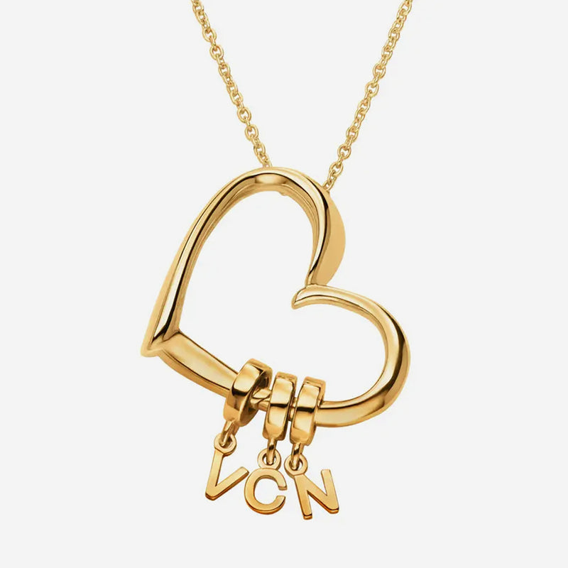 Love Heart Drop Initials Necklace