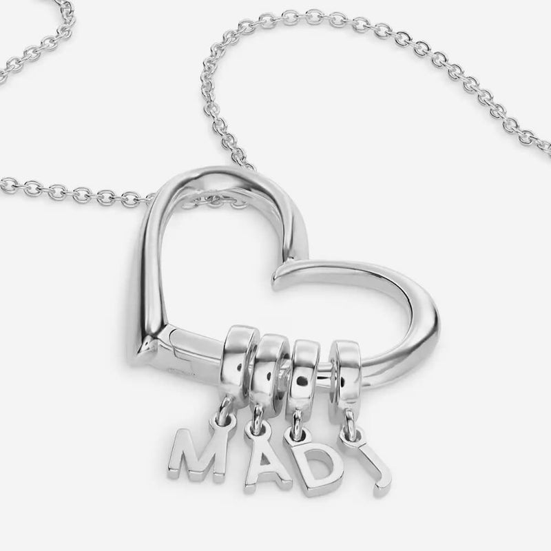 Love Heart Drop Initials Necklace