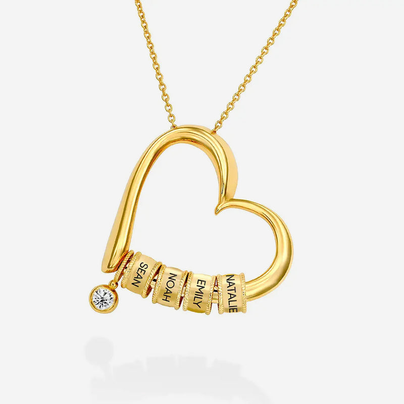 Love Heart Name Rings Necklace