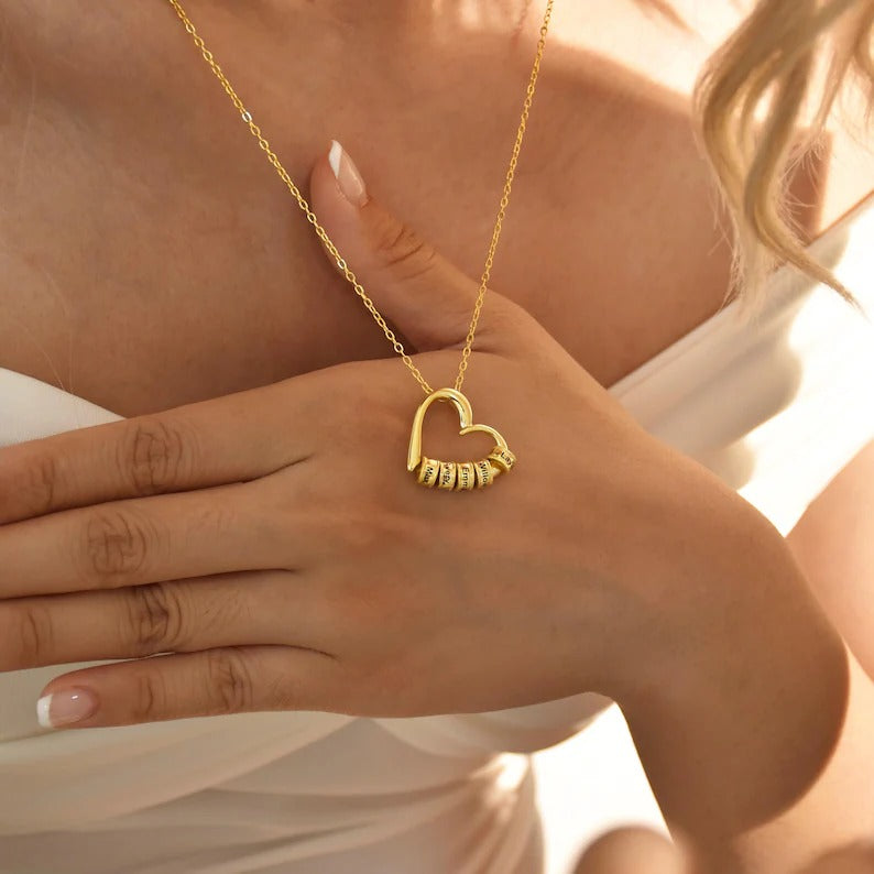 Love Heart Name Rings Necklace