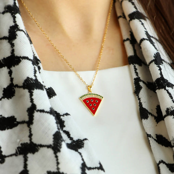 Palestine Triangle Watermelon Necklace