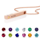 Cubic 3D Birthstones Bar Women's Necklace