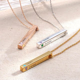 Cubic 3D Birthstones Bar Women's Necklace