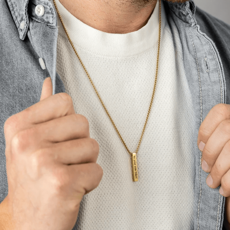 Cubic 3D Bar Men's Necklace