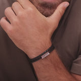 Cubic Bar Leather Bracelet