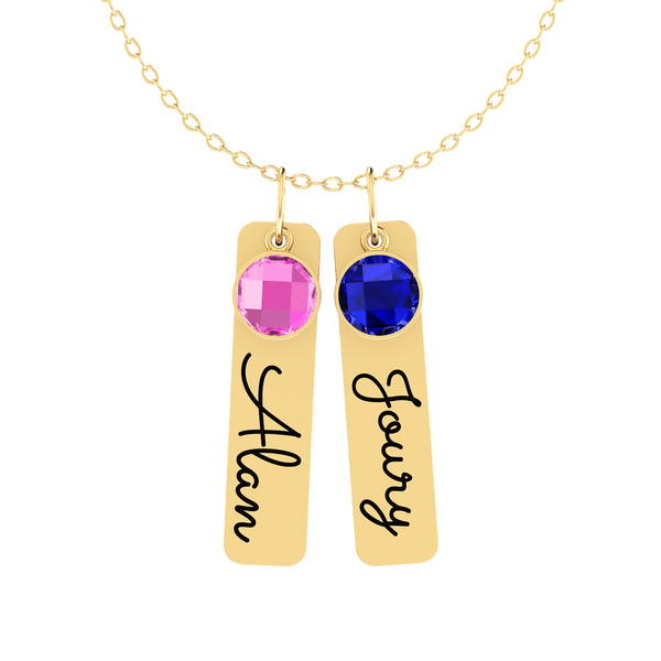 Custom Birthstone Bar Gold 18K Necklace