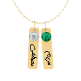 Custom Birthstone Bar Silver Necklace