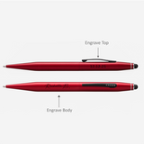 Cross Tech 2 Ballpoint Pens Pen Crimson Red / Engraved - Pegor Jewelry