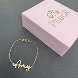 18K Gold Baby Name Bracelet - Pegor Jewelry