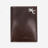 Sergio Tacchini Dark Brown Vertical Wallet Wallets Silver Initials - Pegor Jewelry