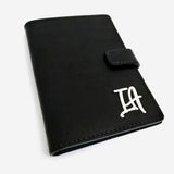 Black Leather Passport Holder Passport Holder Silver Initials - Pegor Jewelry