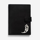 Black Leather Passport Holder Passport Holder Silver Name - Pegor Jewelry