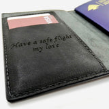 Black Leather Passport Holder Passport Holder Engraved - Pegor Jewelry